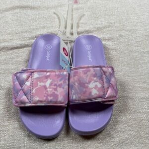 Cat & Jack Girls Medium (2/3) Purple‎ and Pink Slide Sandals, velcro top